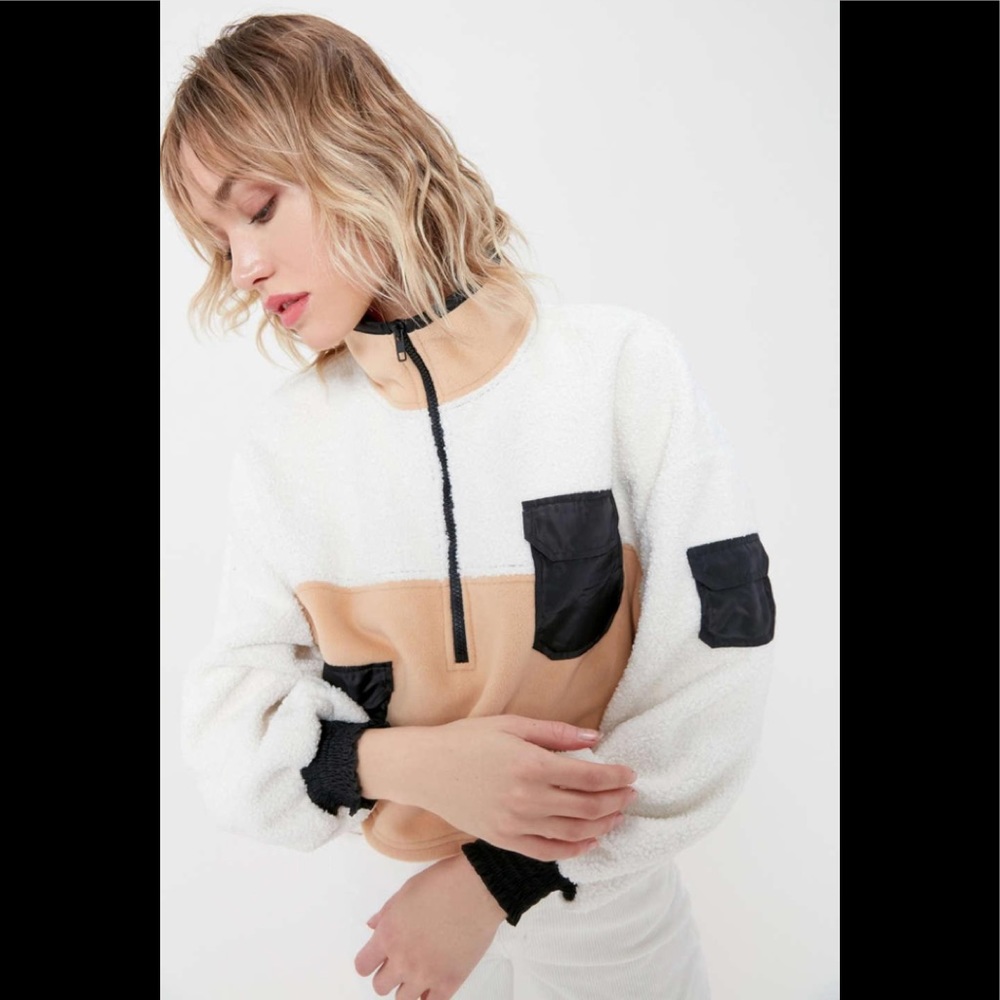 Urban Outfitters UO Sherpa Pullover Crop Jacket